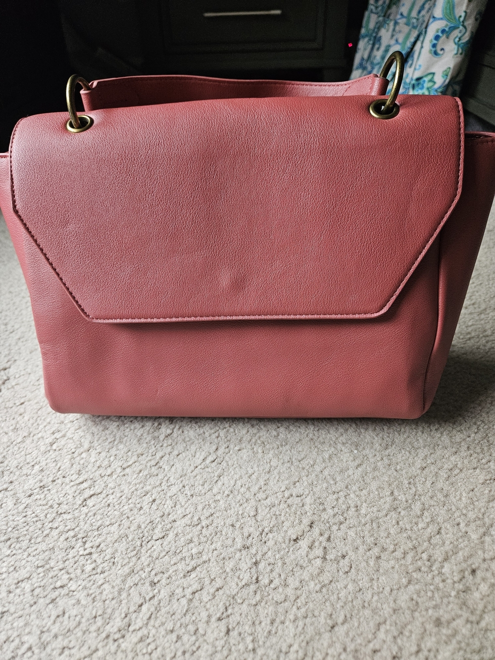 Universal Thread Coral Shoulder Bag with Gold-Tone Rings